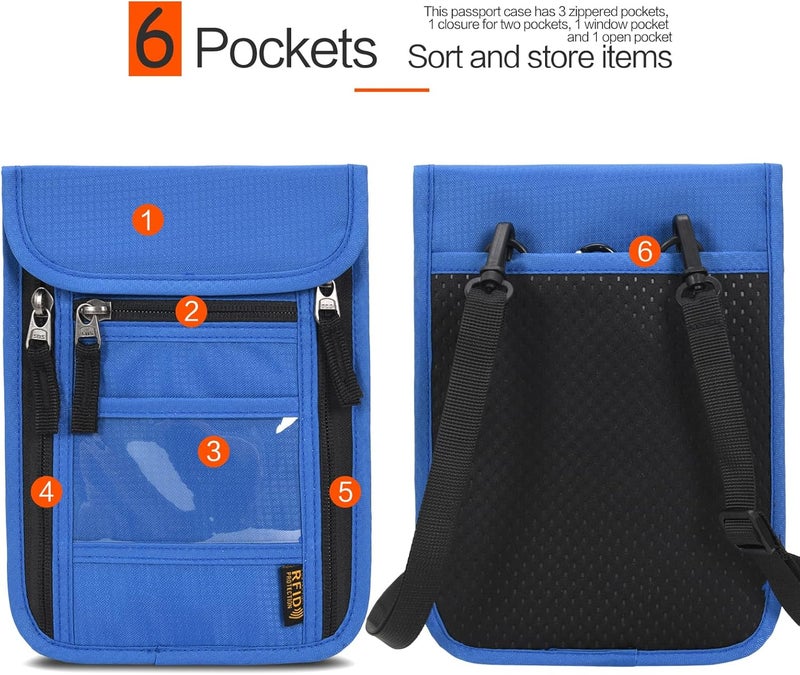 Arouselove Neck Wallet Lightweight RFID Blocking Waterproof Travel Pouch for Women Men - Image 2
